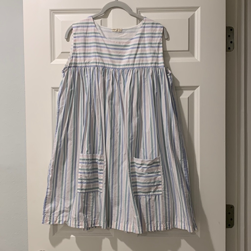Lake Pajamas Striped Nightgown / Dress with Front Pockets